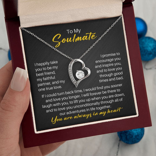 To My Soulmate Necklace - I Promise - Gift to Soul Mate for Christmas, Birthday, Valentine's Day, Anniversary