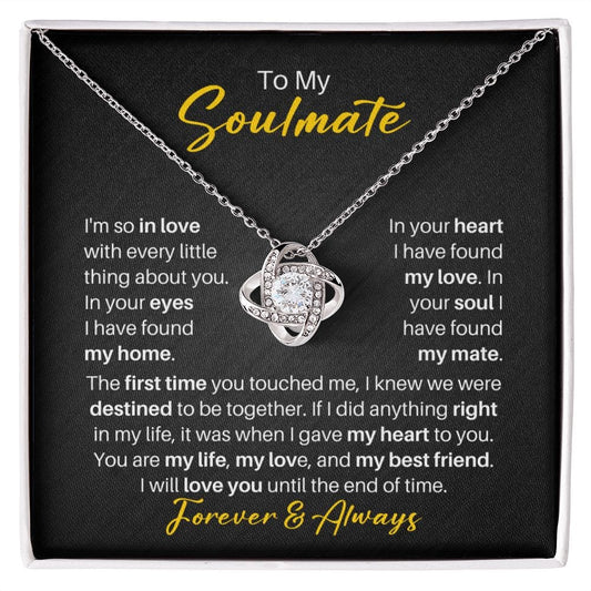 To My Soulmate Necklace - So in Love - Gift for Wife, Fiancee, Girlfriend - Soul Mate Birthday Christmas Anniversary Valentine's Day 14K White Gold Finish / Standard Box