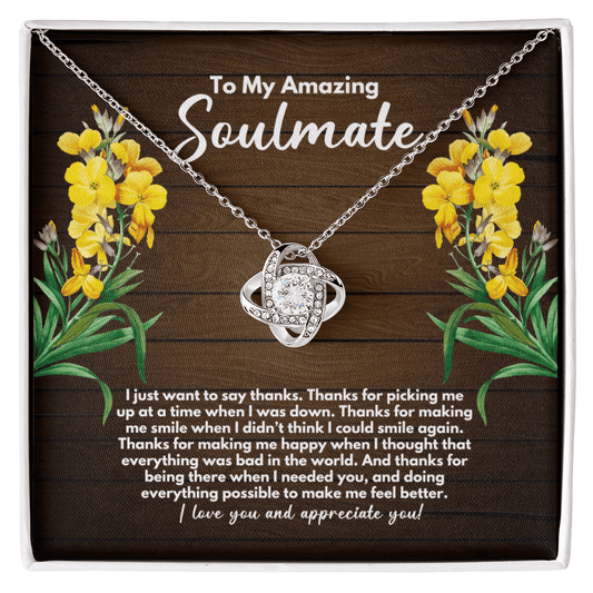 To My Soulmate Necklace - Soul Mate Anniversary Gift - Wife Birthday Jewelry - Girlfriend Christmas Gift - Valentine's Day Gift 14K White Gold Finish / Standard Box