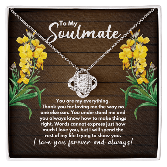 To My Soulmate Necklace - Soul Mate Anniversary Gift - Wife Birthday Jewelry - Girlfriend Christmas Gift - Valentine's Day Gift 14K White Gold Finish / Standard Box