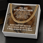 To My Stepbrother Cuban Link Chain Necklace - Motivational Gift for Stepbrother's Graduation - Stepbrother Wedding Gift - Birthday Gift for Stepbrother