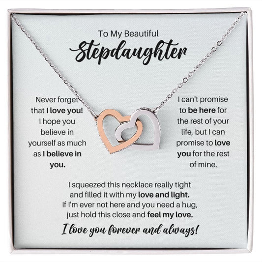 To My Stepdaughter Necklace - Promise to Love You - Motivational Graduation Gift - Stepdaughter Birthday Gift - Christmas Gift Polished Stainless Steel & Rose Gold Finish / Standard Box
