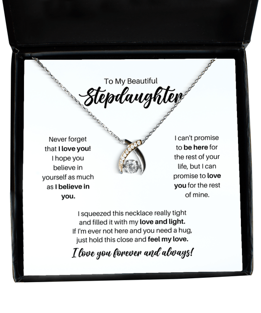 To My Stepdaughter Necklace - Promise to Love You - Wishbone Necklace for Birthday, Mother's Day, Christmas - Jewelry Gift for Stepdaughter