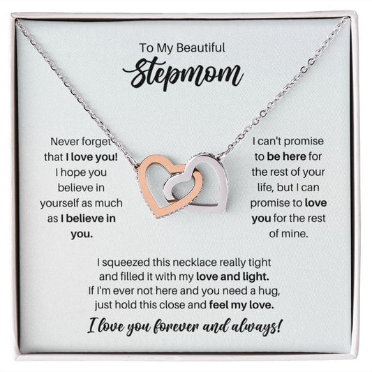 To My Stepmom Necklace - Promise to Love You - Motivational Graduation Gift - Stepmom Birthday Gift - Christmas Gift Polished Stainless Steel & Rose Gold Finish / Standard Box