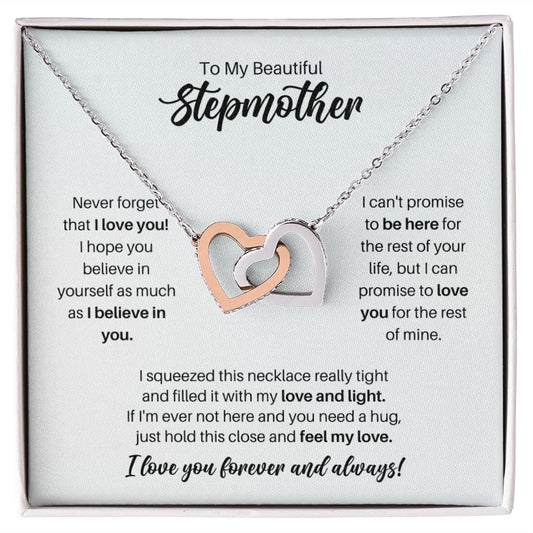 To My Stepmother Necklace - Promise to Love You - Motivational Graduation Gift - Stepmother Birthday Gift - Christmas Gift Polished Stainless Steel & Rose Gold Finish / Standard Box