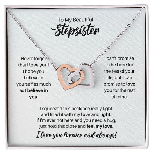 To My Stepsister Necklace - Promise to Love You - Motivational Graduation Gift - Stepsister Birthday Gift - Christmas Gift Polished Stainless Steel & Rose Gold Finish / Standard Box