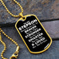 To My Stepson Dog Tag Necklace - Always Remember You Are Braver - Motivational Graduation Gift - Stepson Birthday Gift - Christmas Gift Military Chain (Gold) / No