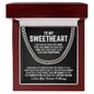 To My Sweetheart Cuban Link Chain Necklace - Your Last Everything - Boyfriend Husband Fiance Anniversary Wedding Gift - Christmas Birthday Stainless Steel / Luxury Box