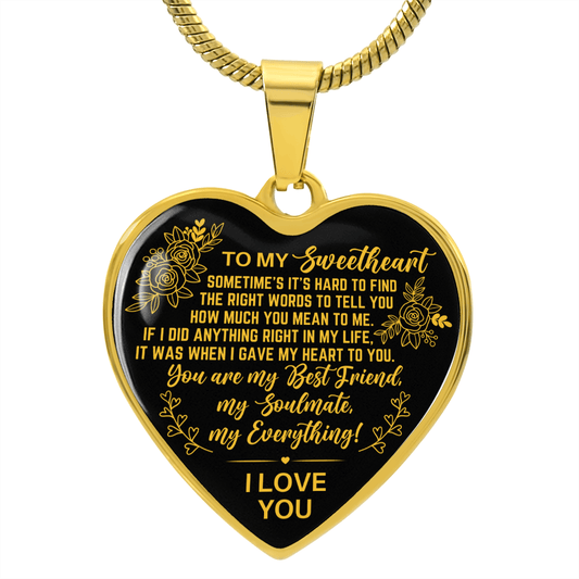 To My Sweetheart Heart Necklace - My Everything - Anniversary Valentine's Day Gift - Wife Girlfriend Fiancee Birthday Christmas Gift Luxury Necklace (Gold) / No