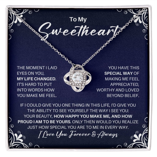 To My Sweetheart Necklace - My Missing Piece - Valentine's Day Anniversary Gift - Girlfriend Fiancee Wife Soulmate Birthday Christmas Gift 14K White Gold Finish / Standard Box