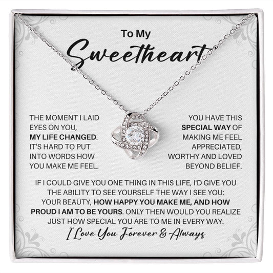 To My Sweetheart Necklace - My Missing Piece - Valentine's Day Anniversary Gift - Girlfriend Fiancee Wife Soulmate Birthday Christmas Gift 14K White Gold Finish / Standard Box