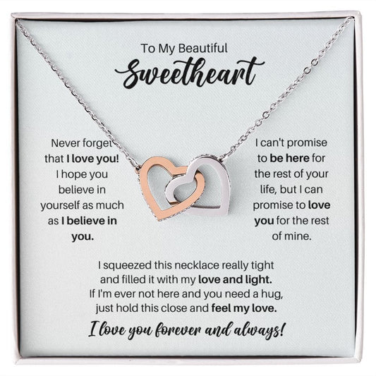 To My Sweetheart Necklace - Promise to Love You - Motivational Graduation Gift - Sweetheart Birthday Gift - Christmas Gift Polished Stainless Steel & Rose Gold Finish / Standard Box