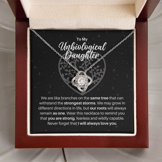 To My Unbiological Daughter Necklace Gift - Branches on the Same Tree - Motivational Graduation, Birthday, Christmas, Wedding Gift