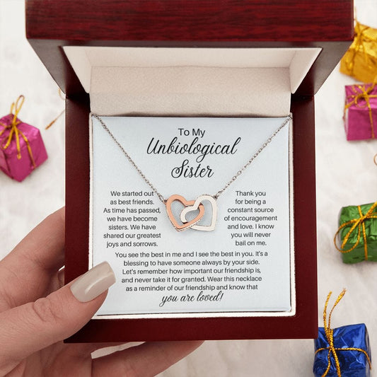 To My Unbiological Sister Necklace - You Are Loved - Gift for Soul Sister, Bestie, BFF, Best Friend - Christmas, Birthday, Appreciation