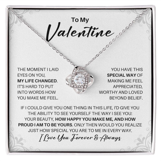 To My Valentine Necklace - My Missing Piece - Valentine's Day Anniversary Gift - Girlfriend Wife Fiancee Soulmate Birthday Christmas Gift 14K White Gold Finish / Standard Box