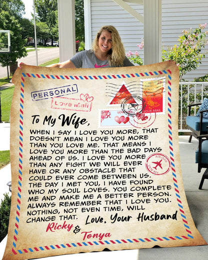 To My Wife Blanket - Personalized Gift for Wife Anniversary, Valentine's Day, Birthday