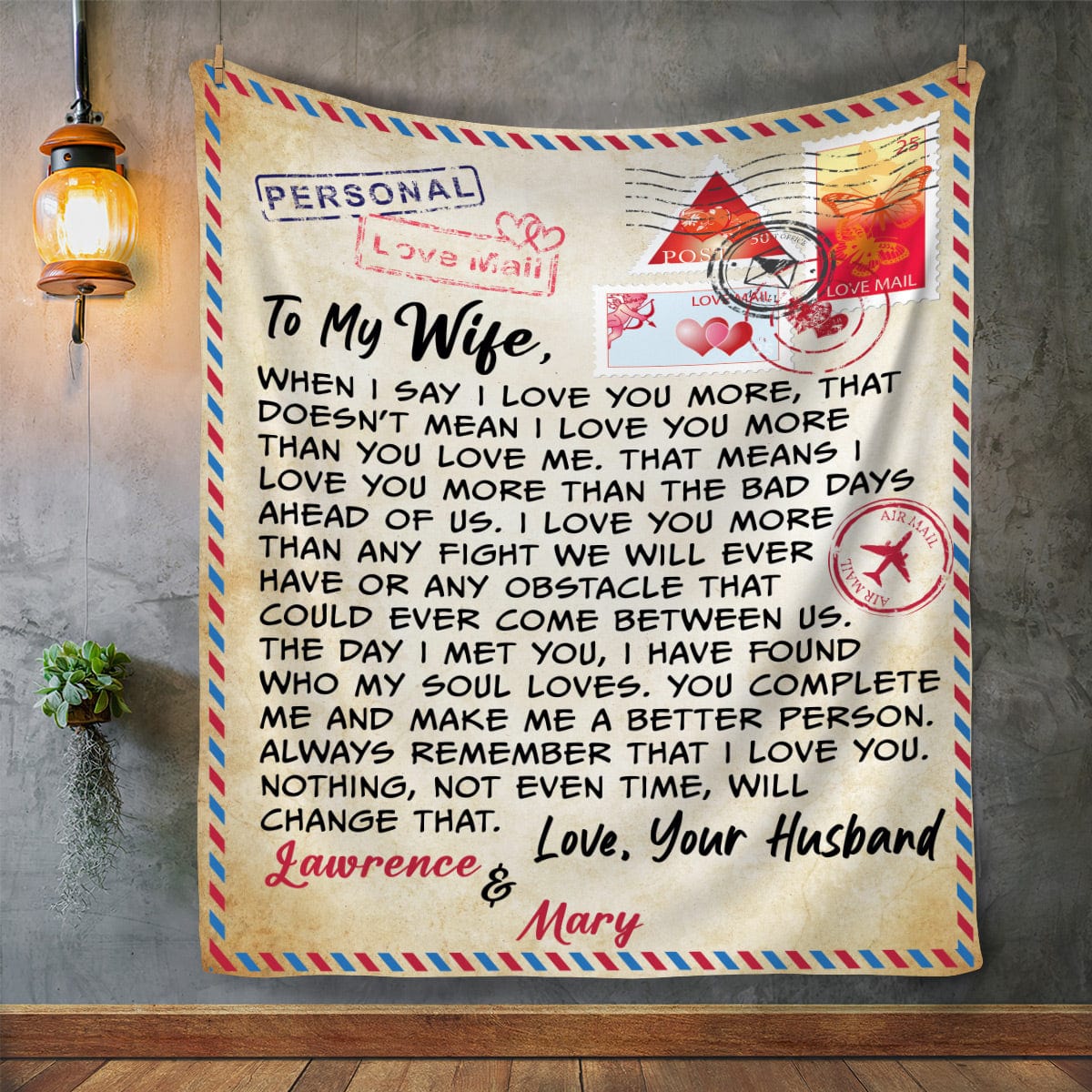 To My Wife Blanket - Personalized Gift for Wife Anniversary, Valentine's Day, Birthday