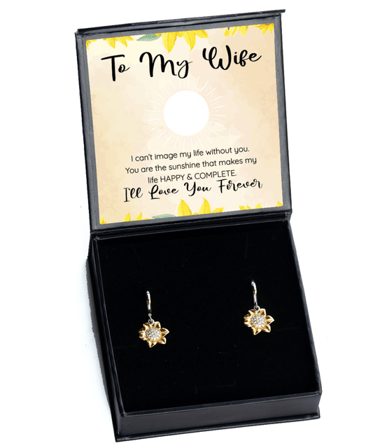 To My Wife Gifts - You Are the Sunshine - Sunflower Earrings for Valentine's Day or Anniversary - Jewelry Gift for Wife