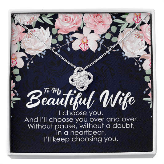 To My Wife Necklace - Anniversary Gift for Wife - Wife Birthday Gift - Sentimental Valentine's Day Gift for Her Two-Toned Gift Box