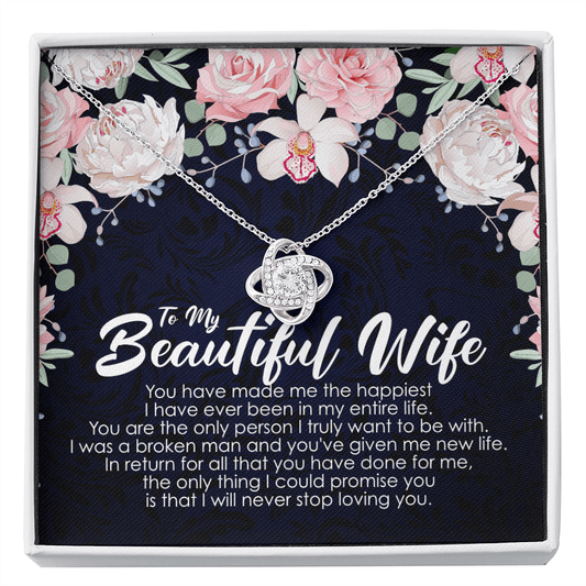 To My Wife Necklace - Birthday Gift for Wife - Wife Anniversary Gift - Sentimental Valentine's Day Gift for Her Two-Toned Gift Box