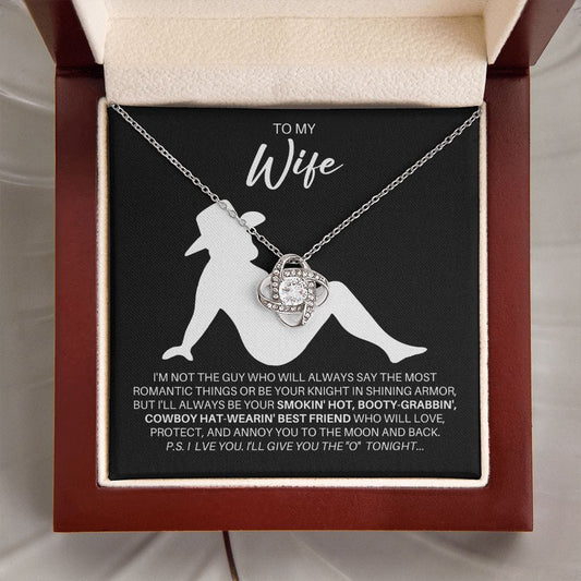 To My Wife Necklace - Cowboy Hat Wearing Best Friend - Country Cowgirl Wife Gift for Valentine's Day, Anniversary, Birthday