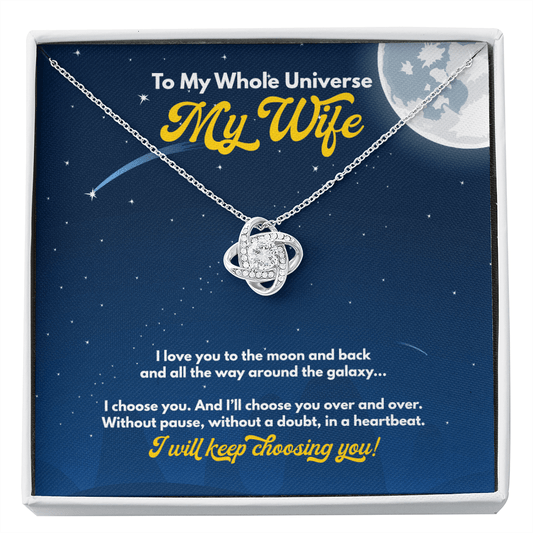 To My Wife Necklace - I Love You to the Moon and Back - Jewelry Gift for Valentine's Day or Anniversary