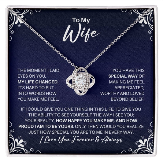 To My Wife Necklace - My Missing Piece - Valentine's Day Anniversary Gift - Wife Romantic Birthday Christmas Gift 14K White Gold Finish / Standard Box