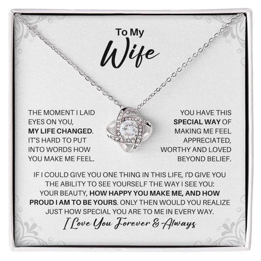 To My Wife Necklace - My Missing Piece - Valentine's Day Anniversary Gift - Wife Romantic Birthday Christmas Gift 14K White Gold Finish / Standard Box