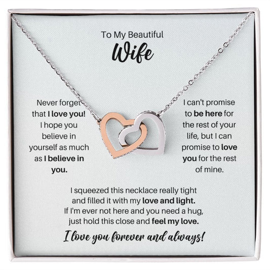 To My Wife Necklace - Promise to Love You - Motivational Graduation Gift - Wife Birthday Gift - Christmas Gift Polished Stainless Steel & Rose Gold Finish / Standard Box