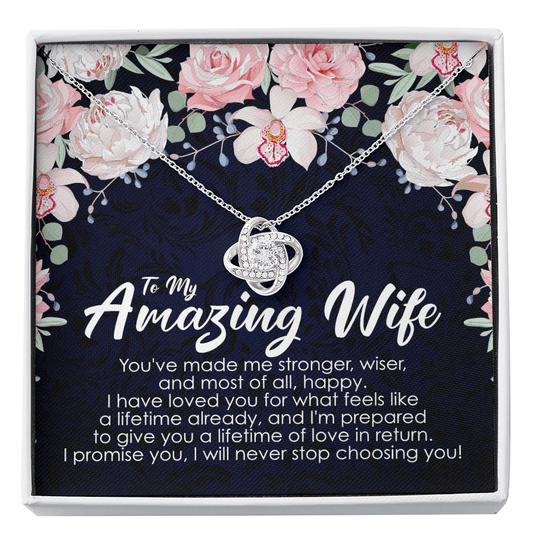 To My Wife Necklace - Valentine's Day Gift for Wife - Wife Anniversary Gift - Sentimental Birthday Gift for Her Two-Toned Gift Box