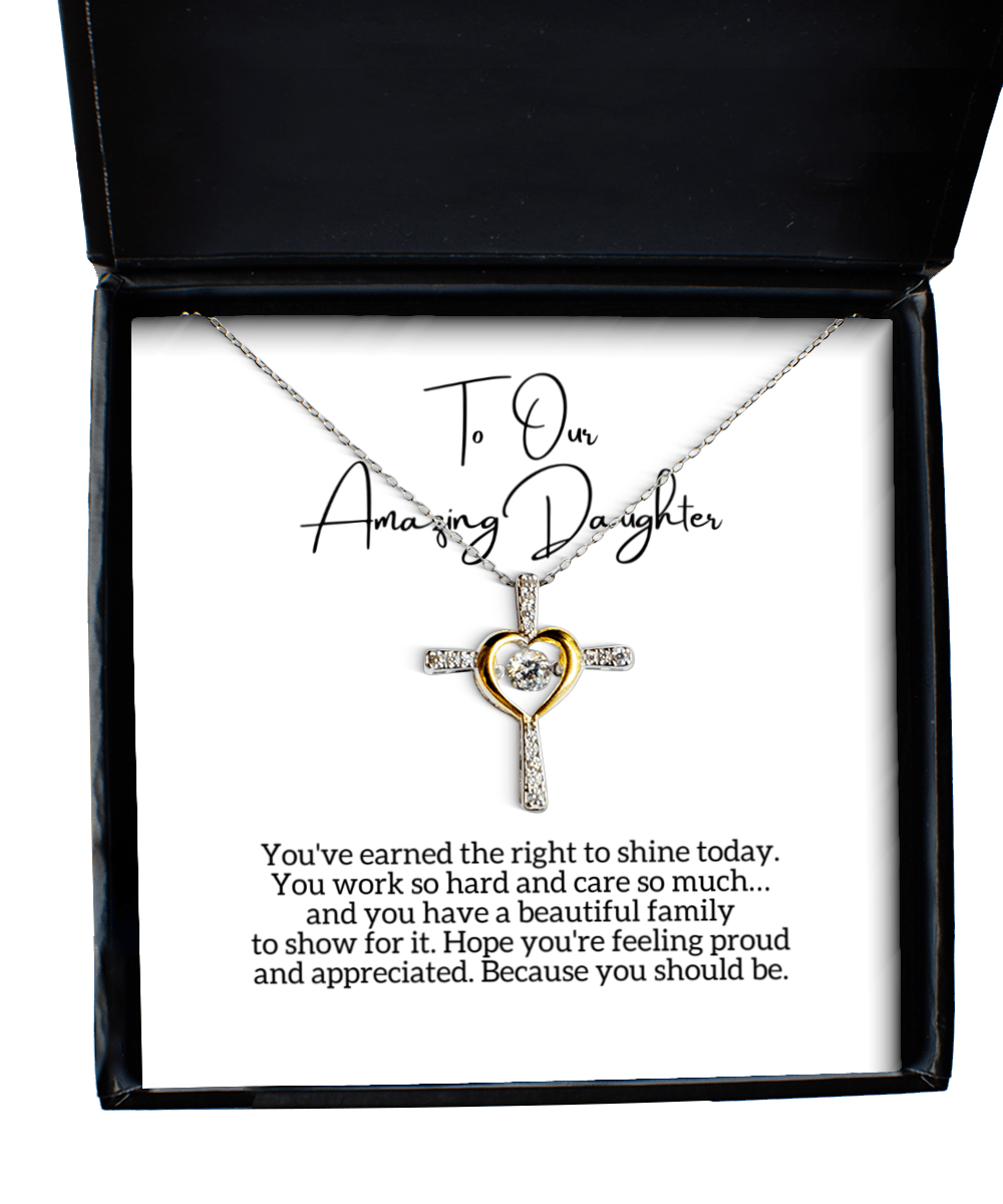 To Our Daughter - Beautiful Family - Cross Necklace for Mother's Day, Birthday - Jewelry Gift for Daughter
