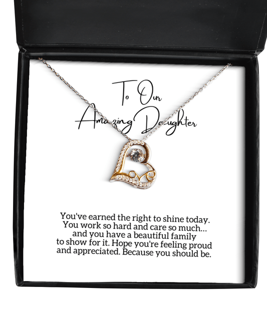 To Our Daughter - Beautiful Family - Love Dancing Heart Necklace for Mother's Day, Birthday - Jewelry Gift for Daughter