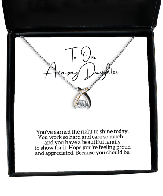 To Our Daughter - Beautiful Family - Wishbone Necklace for Mother's Day, Birthday - Jewelry Gift for Daughter