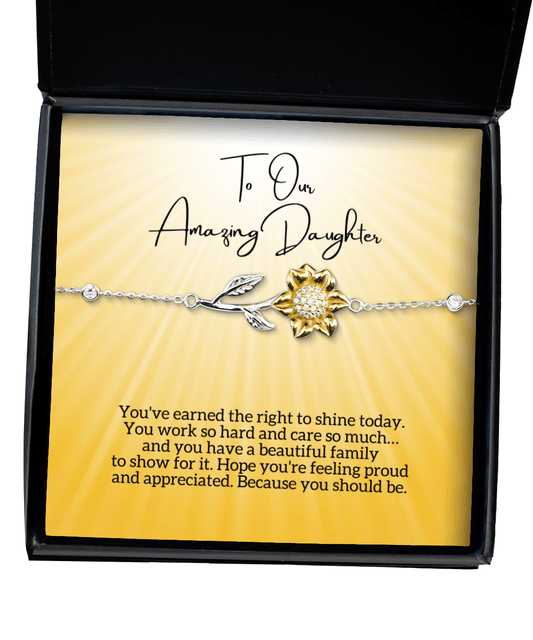 To Our Daughter - Right to Shine - Sunflower Bracelet for Mother's Day, Birthday - Jewelry Gift for Daughter