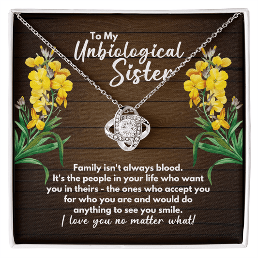 Unbiological Sister Gift - Soul Sister Birthday Gift - Best Friend Necklace - Bonus Sister Gift - Sister-In-Law Jewelry - BFF Bestie Gift 14K White Gold Finish / Standard Box