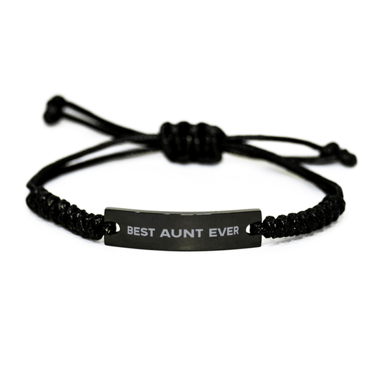 Unique Aunt Black Rope Bracelet, Best Aunt Ever, Gift for Aunt