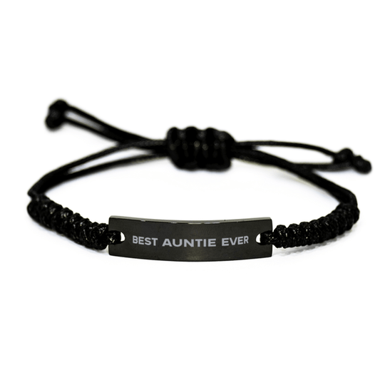 Unique Auntie Black Rope Bracelet, Best Auntie Ever, Gift for Auntie