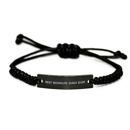 Unique Bonus Dad Black Rope Bracelet, Best Bonus Dad Ever, Gift for Bonus Dad