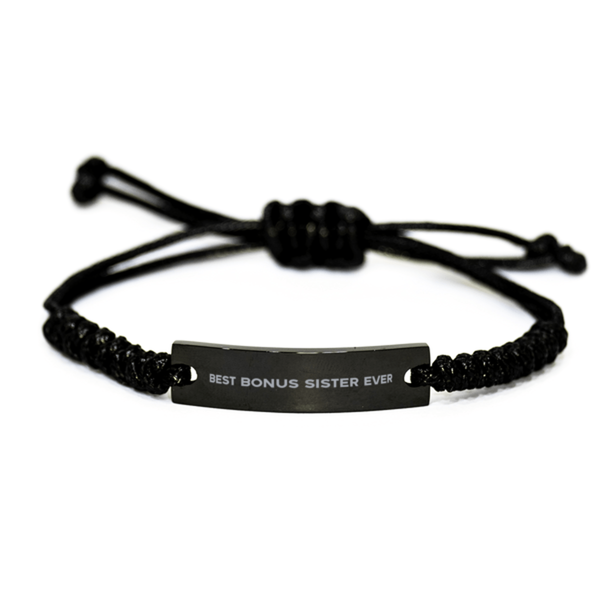 Unique Bonus Sister Black Rope Bracelet, Best Bonus Sister Ever, Gift for Bonus Sister