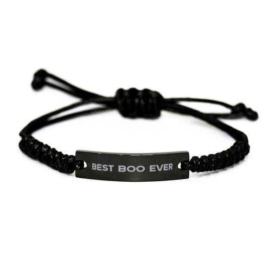 Unique Boo Black Rope Bracelet, Best Boo Ever, Gift for Boo