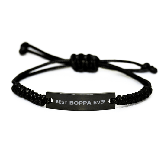 Unique Boppa Black Rope Bracelet, Best Boppa Ever, Gift for Boppa