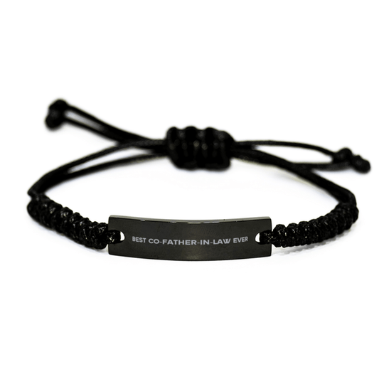 Unique Co-father-In-Law Black Rope Bracelet, Best Co-father-In-Law Ever, Gift for Co-father-In-Law