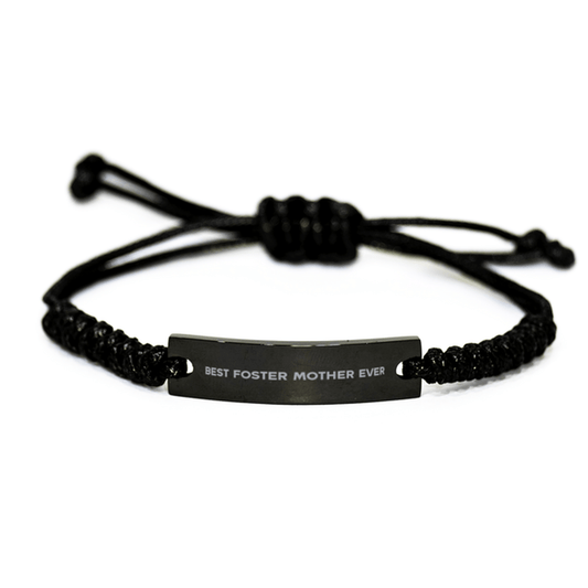 Unique Foster Mother Black Rope Bracelet, Best Foster Mother Ever, Gift for Foster Mother