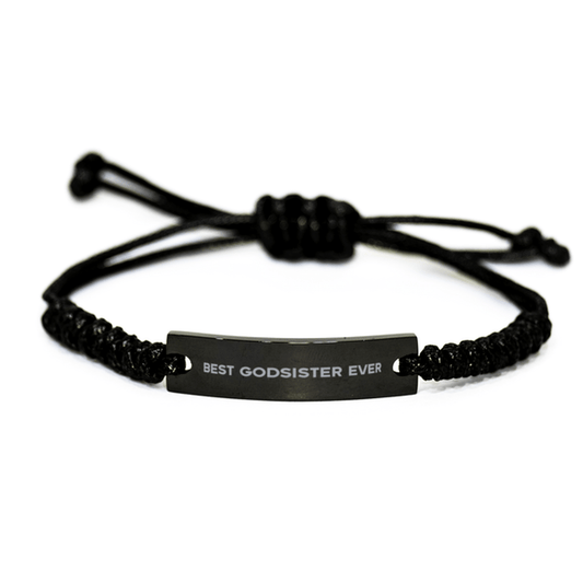 Unique Godsister Black Rope Bracelet, Best Godsister Ever, Gift for Godsister