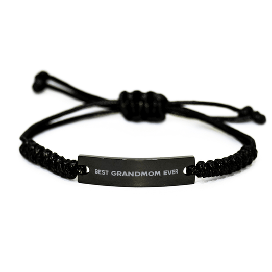 Unique Grandmom Black Rope Bracelet, Best Grandmom Ever, Gift for Grandmom