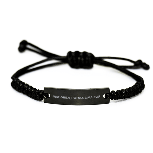 Unique Great-Grandma Black Rope Bracelet, Best Great-Grandma Ever, Gift for Great-Grandma