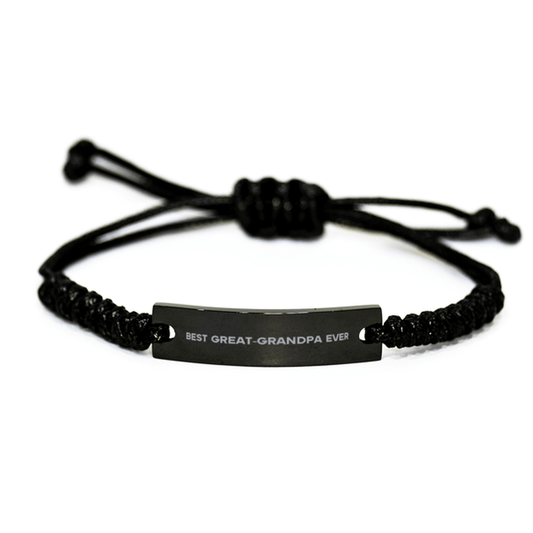 Unique Great-Grandpa Black Rope Bracelet, Best Great-Grandpa Ever, Gift for Great-Grandpa