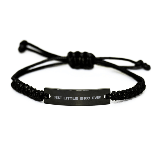 Unique Little Bro Black Rope Bracelet, Best Little Bro Ever, Gift for Little Bro