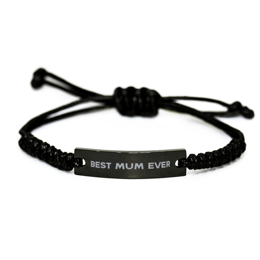 Unique Mum Black Rope Bracelet, Best Mum Ever, Gift for Mum