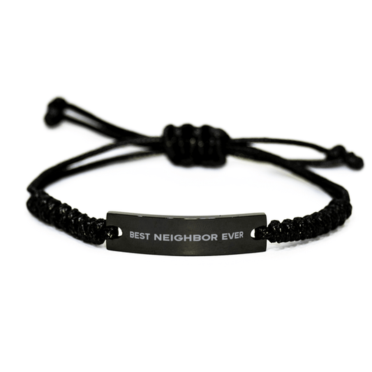 Unique Neighbor Black Rope Bracelet, Best Neighbor Ever, Gift for Neighbor